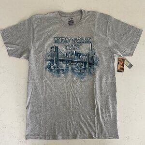 Hard Rock Limited Edition New York Mens Cityscape SS Crew Nk TShirt Gry Blue L